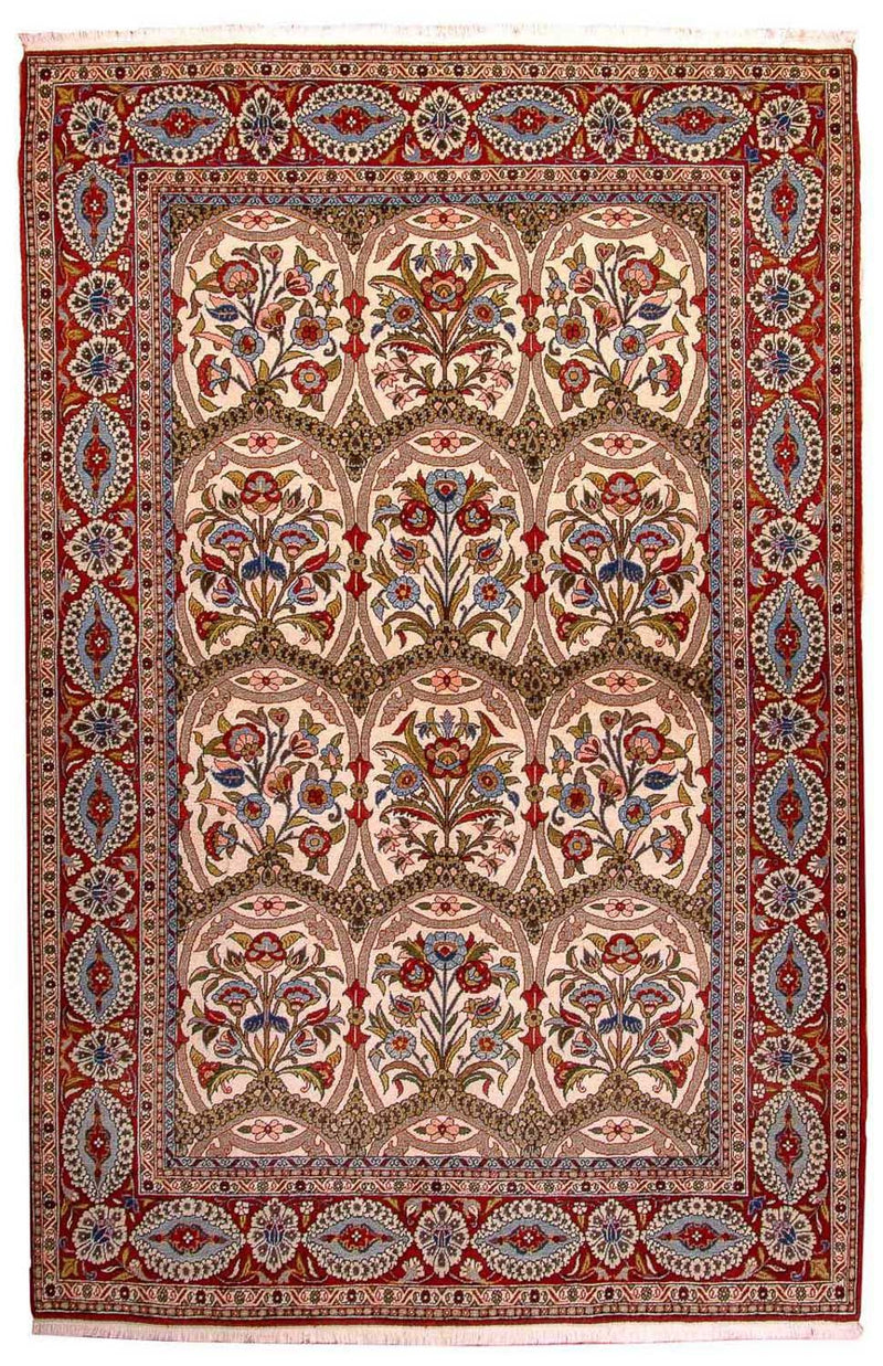 Tapete persa - Ghom - 215 x 141 cm - vermelho