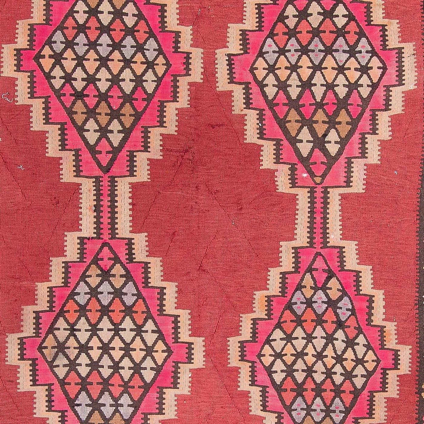 Corredor Tapete Kelim - Antigo - 380 x 185 cm - vermelho