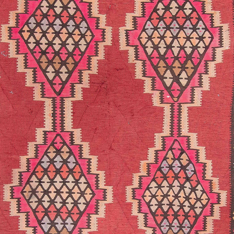 Corredor Tapete Kelim - Antigo - 380 x 185 cm - vermelho