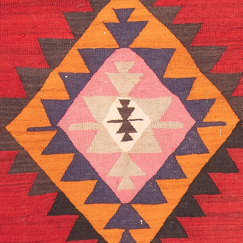 Corredor Tapete Kelim - Antigo - 390 x 150 cm - vermelho