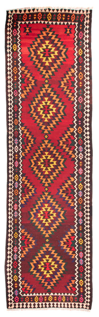 Corredor Tapete Kelim - Antigo - 440 x 124 cm - vermelho escuro – product image