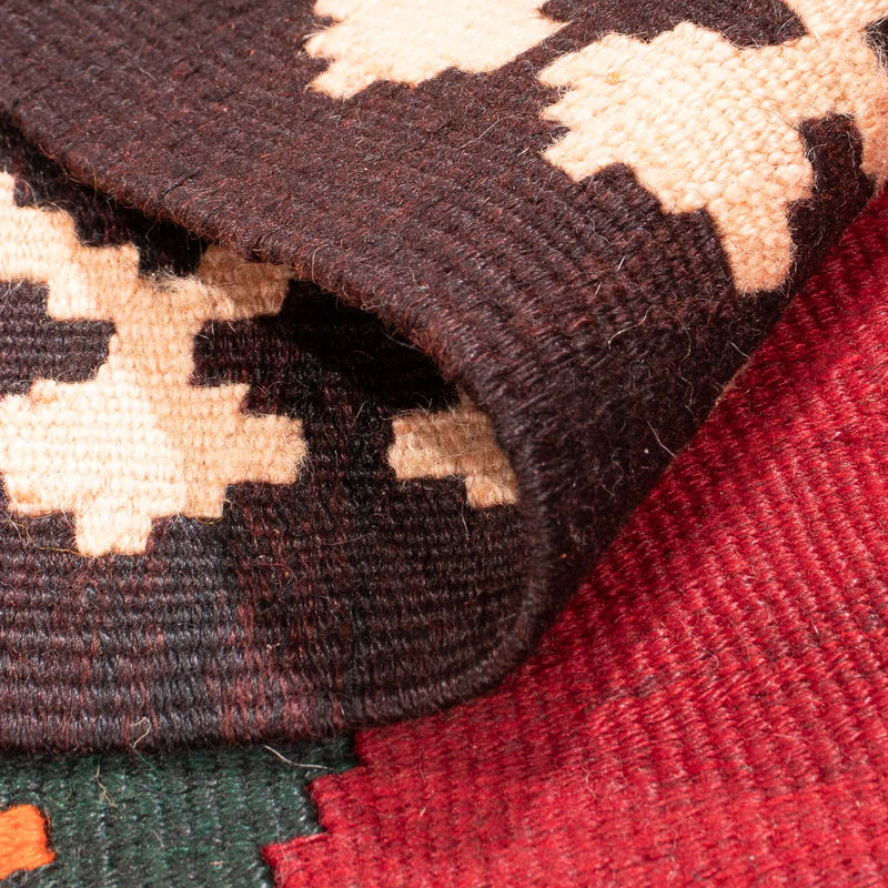 Corredor Tapete Kelim - Antigo - 440 x 124 cm - vermelho escuro