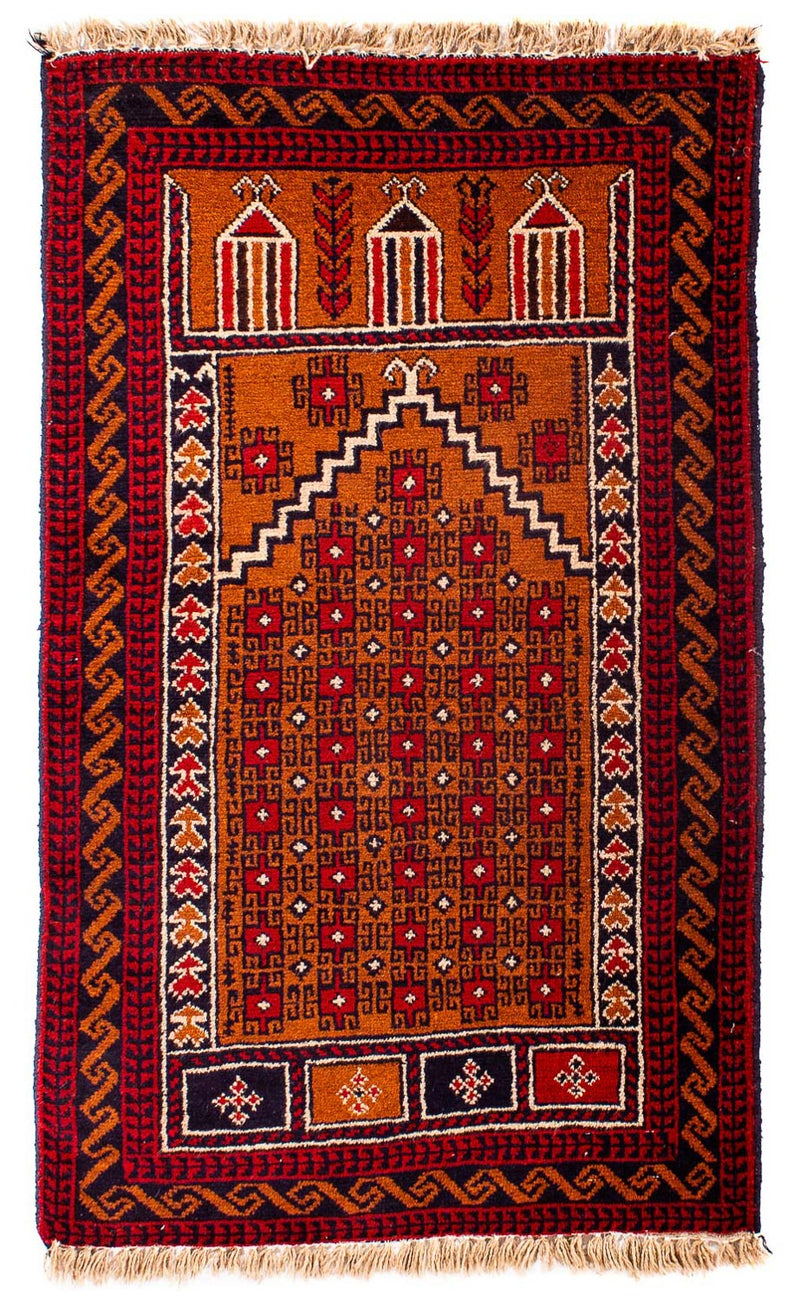 Tapete Baluch - 128 x 75 cm - vermelho escuro
