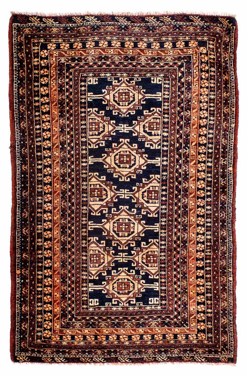 Tapete afegão - 140 x 94 cm - azul escuro