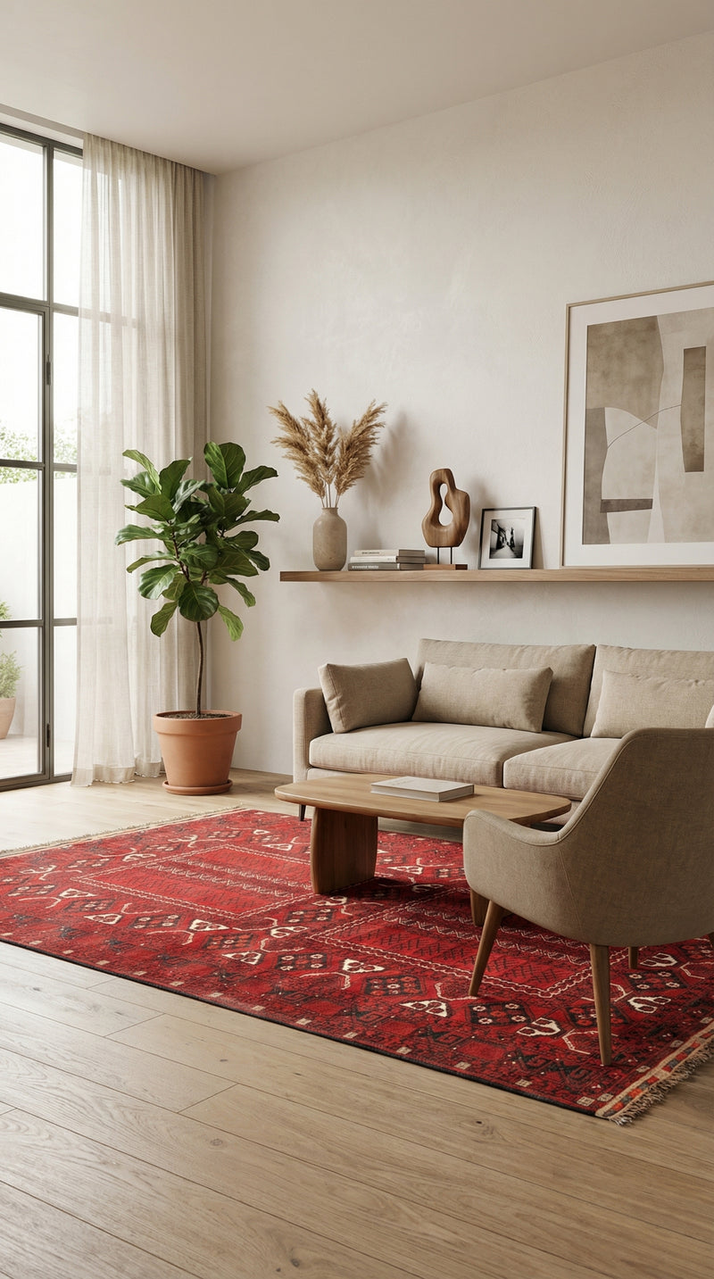 Tapete turquaman - 237 x 158 cm - vermelho