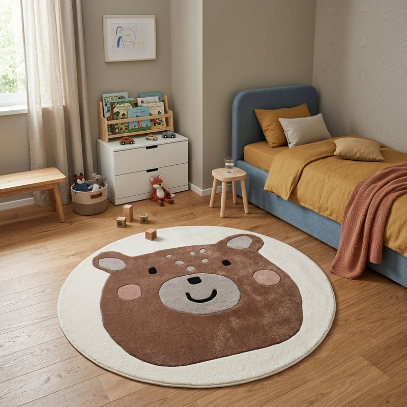 Rosto de Urso Tapete Infantil Redondo
