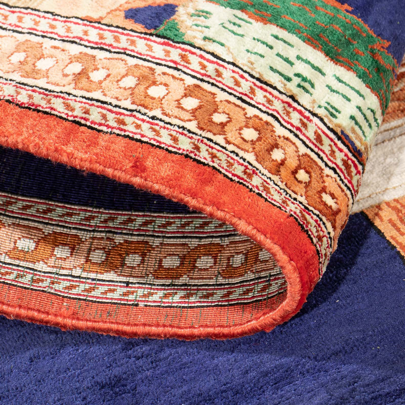 Qom seda Tapete 56x71cm - Tapete persa - azul escuro