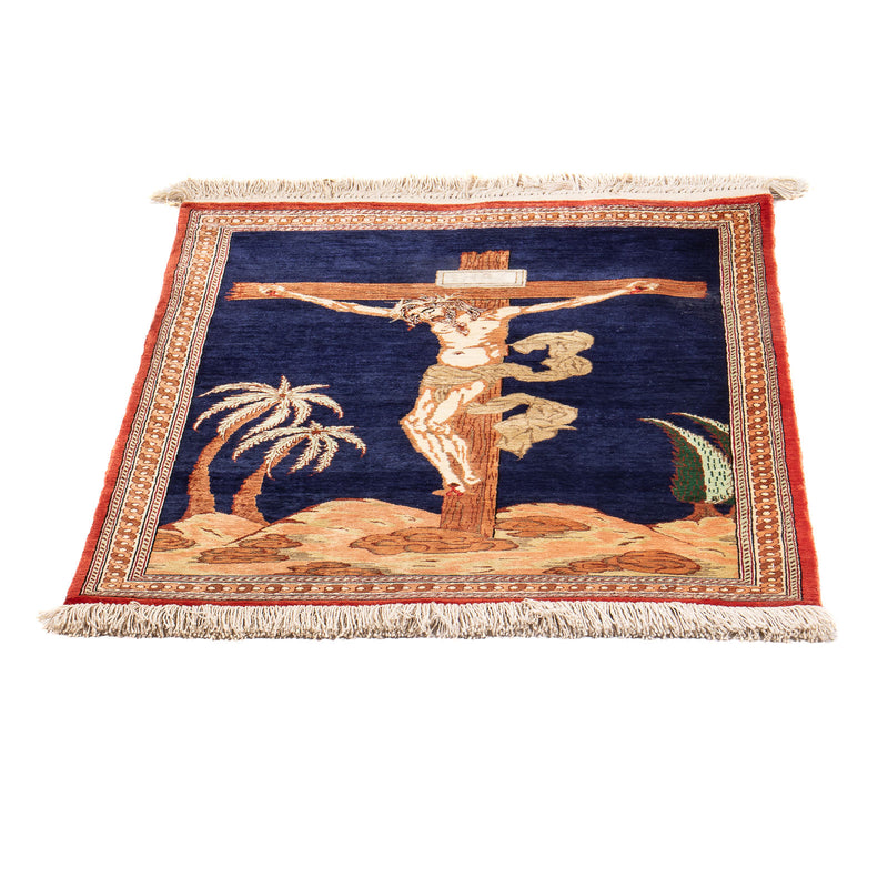 Qom seda Tapete 56x71cm - Tapete persa - azul escuro