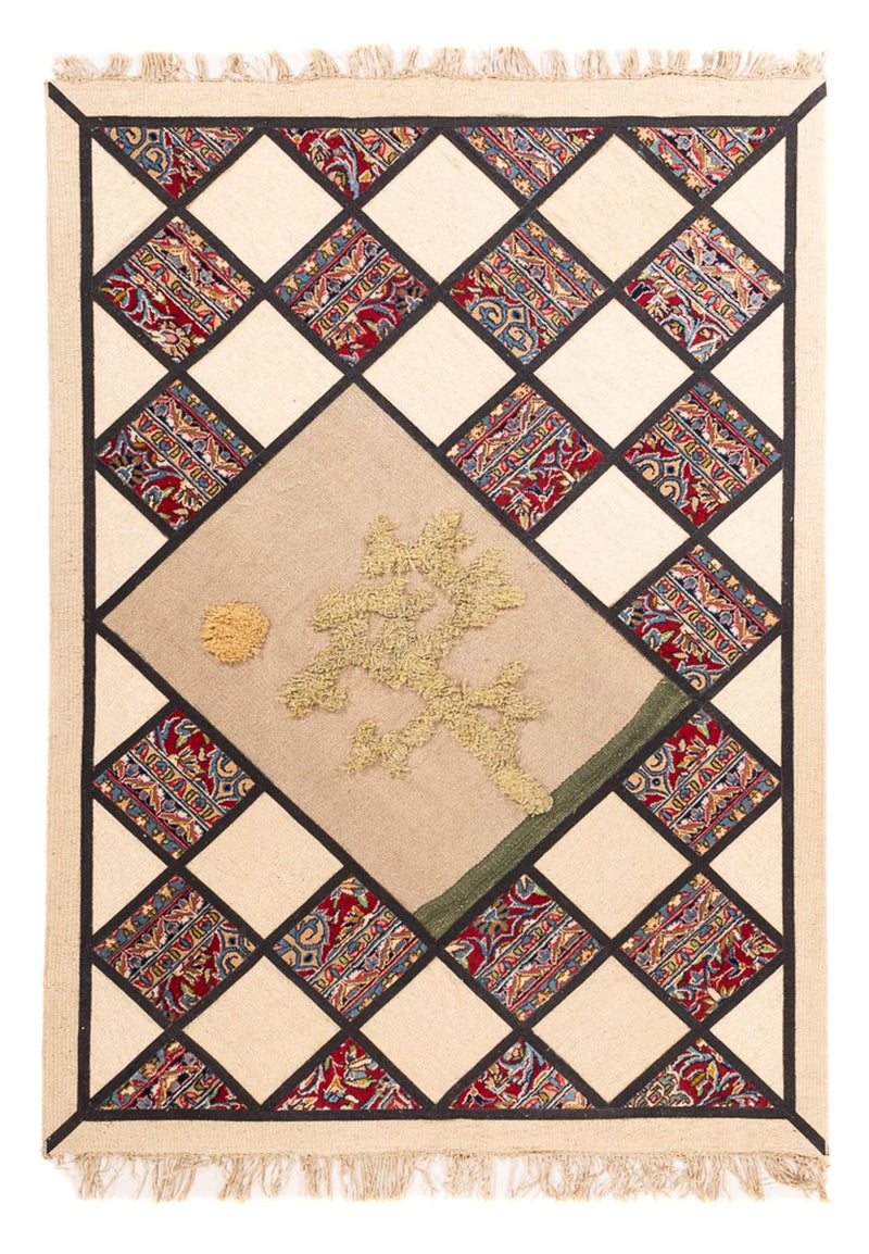 Tapete de trabalho em patchwork 200x135cm - Perserteppich Wollteppich