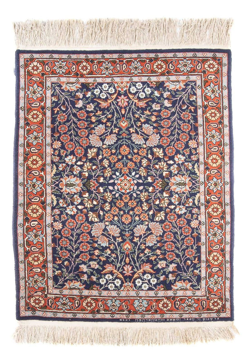 Tapete Oriental - Hereke - 107 x 82 cm - azul escuro