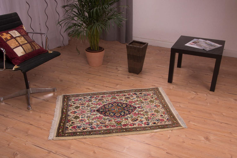 Tapete persa - Ghom - 110 x 77 cm - multicolorido