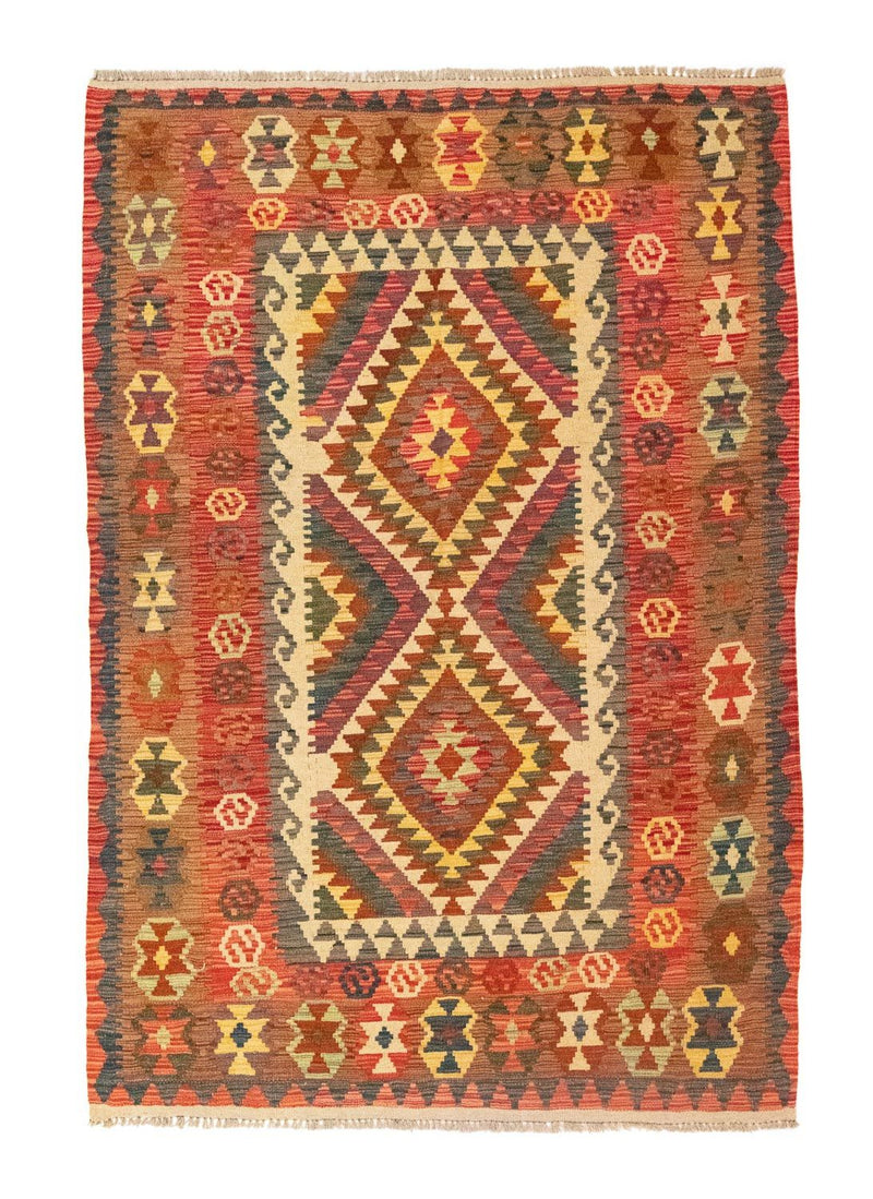 Tapete Kelim - Oriental - 203 x 148 cm - laranja