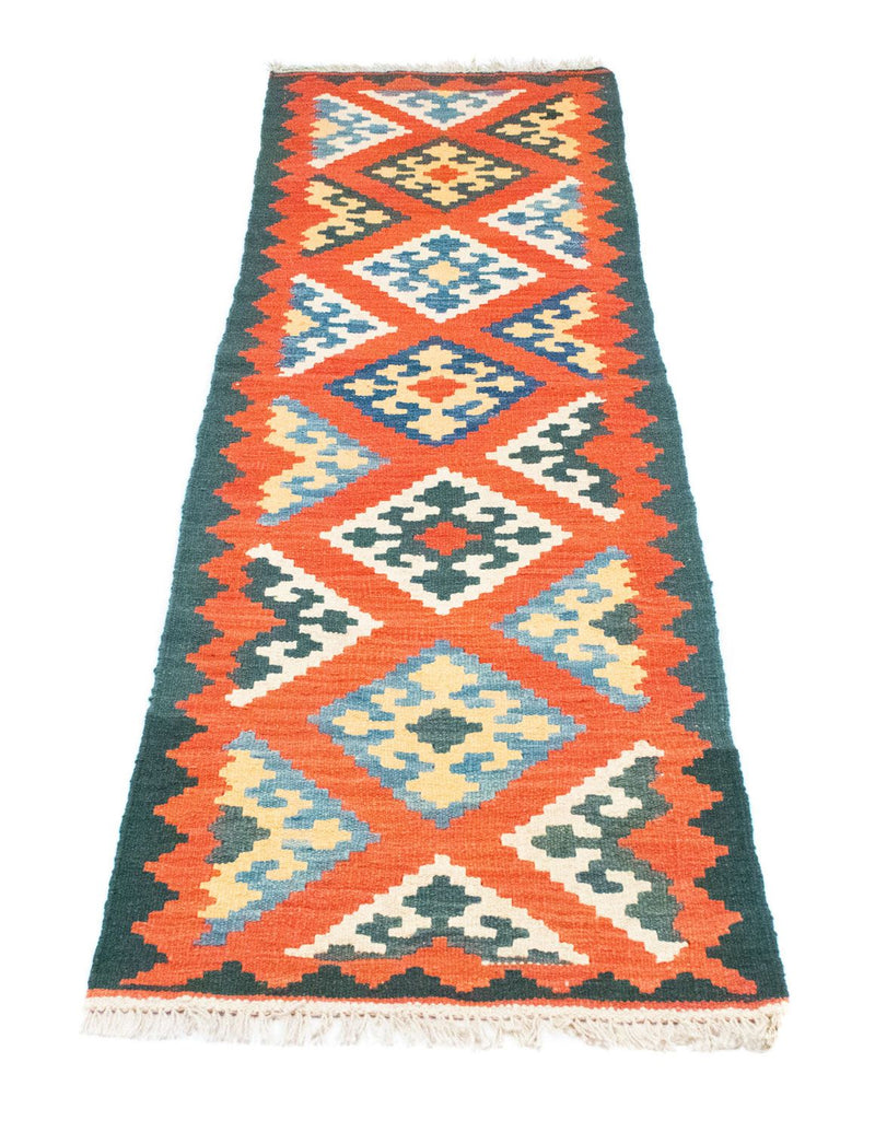 Corredor Tapete Kelim - Oriental - 207 x 62 cm - laranja