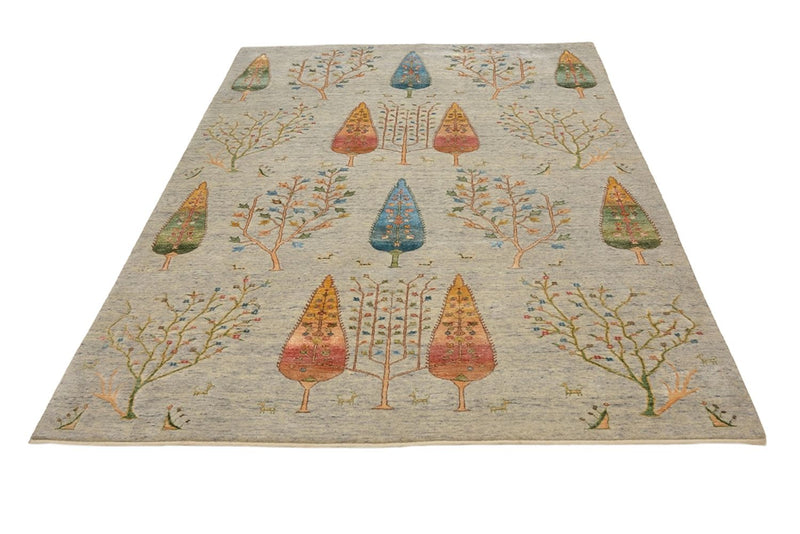 Tapete Gabbeh - Loribaft Indus - 204 x 155 cm - cinzento claro