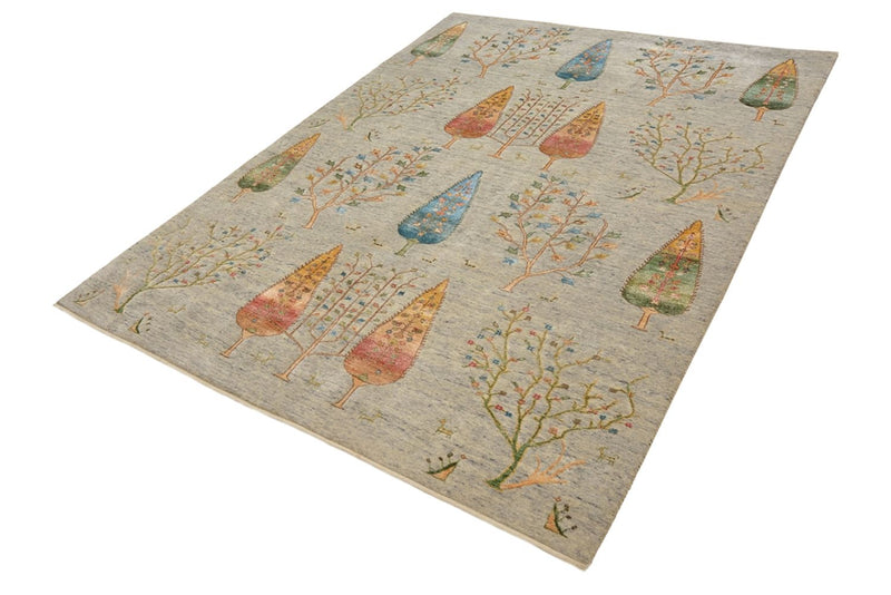 Tapete Gabbeh - Loribaft Indus - 204 x 155 cm - cinzento claro