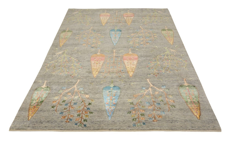 Tapete Gabbeh - Loribaft Indus - 204 x 155 cm - cinzento claro