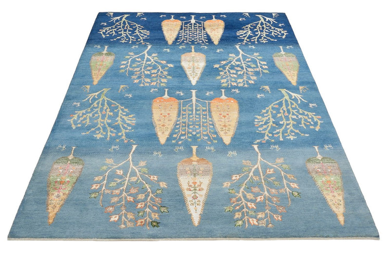 Tapete Gabbeh - Loribaft Indus - 204 x 155 cm - azul claro
