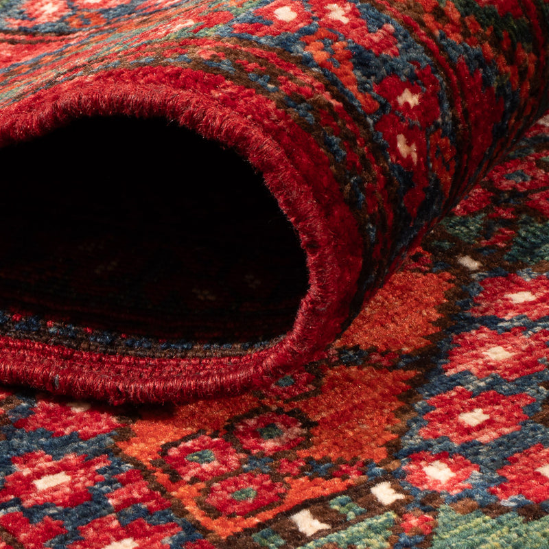 Corredor Tapete afegão - Kunduz - 291 x 87 cm - vermelho