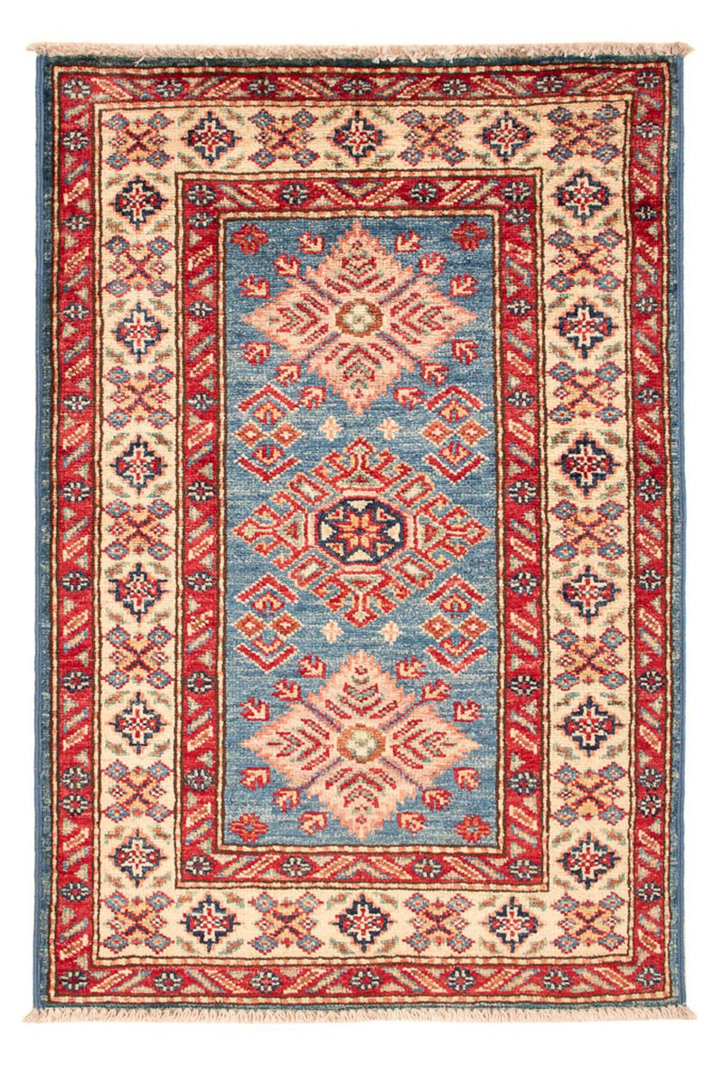 Tapete Ziegler - Kazak - Real - 92 x 62 cm - azul claro