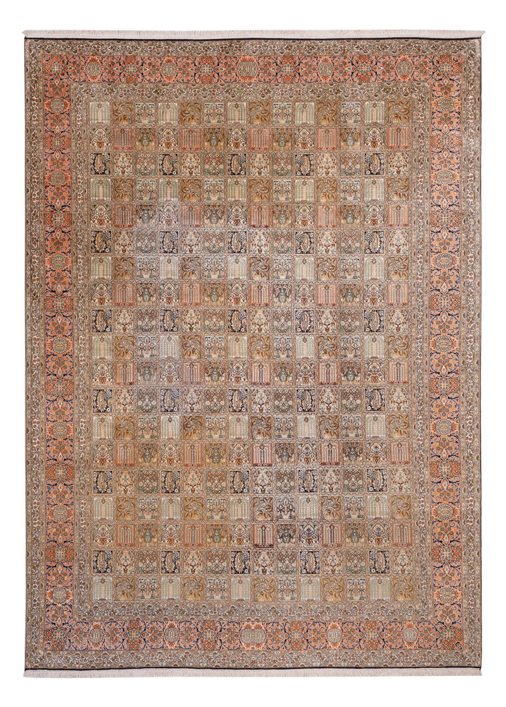 Caxemira de seda Tapete 377x275cm - Tapete Oriental