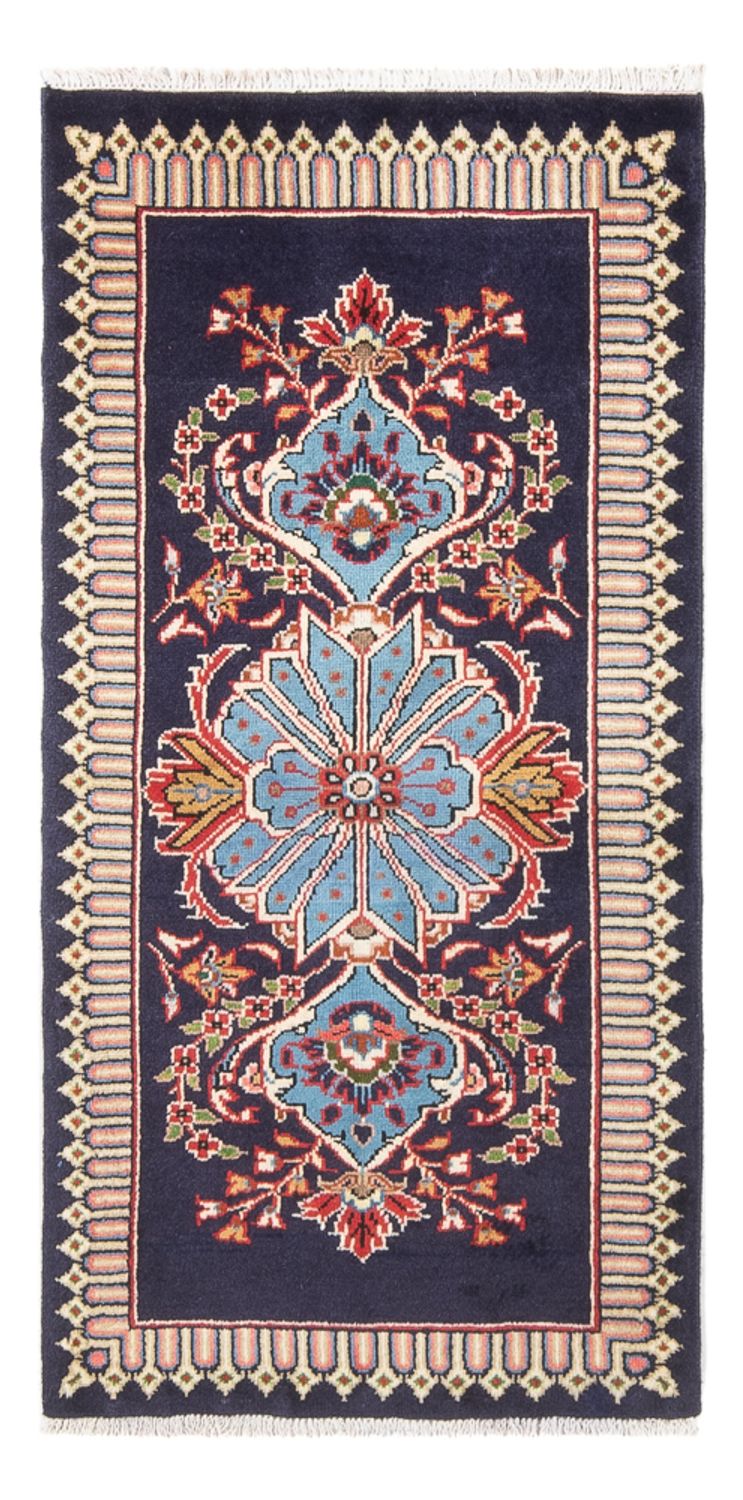 Tapete persa - Keshan - 128 x 64 cm - azul escuro
