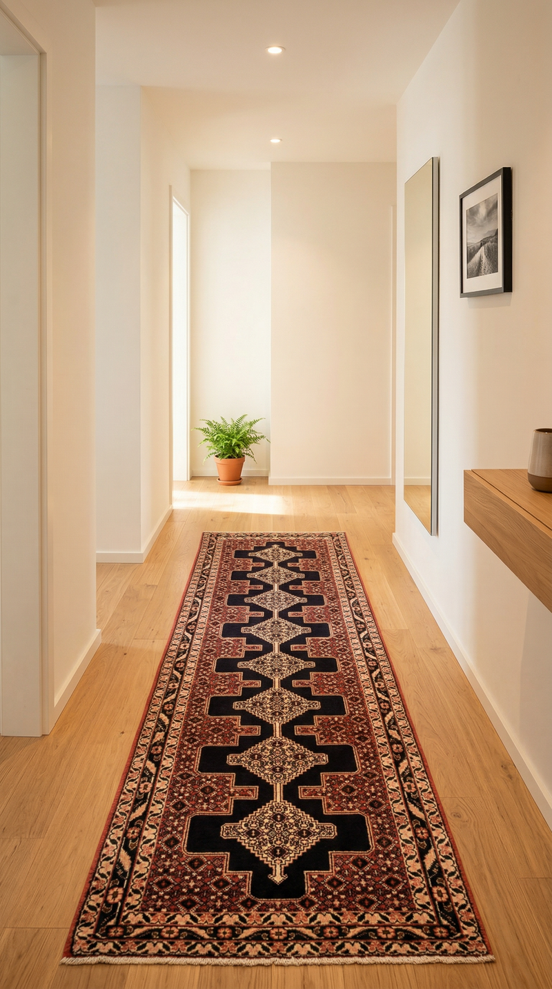 Corredor Tapete Persa - Clássico - 299 x 72 cm - azul escuro