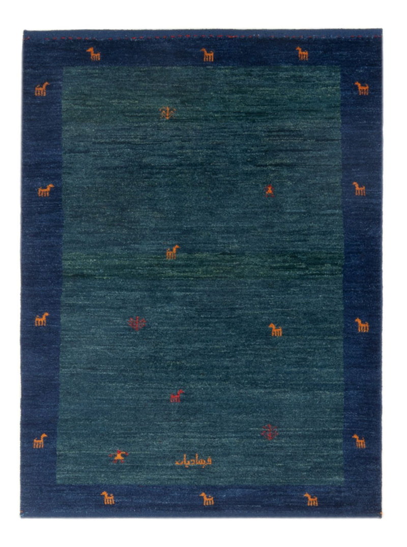 Tapete Gabbeh - Persa - 139 x 100 cm - azul petróleo