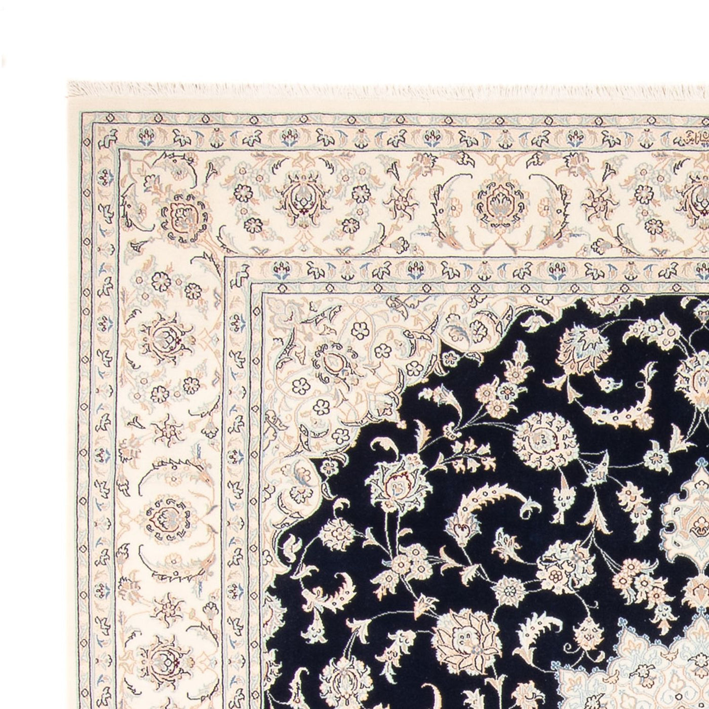 Tapete Persa - Nain - 261 x 223 cm - azul escuro