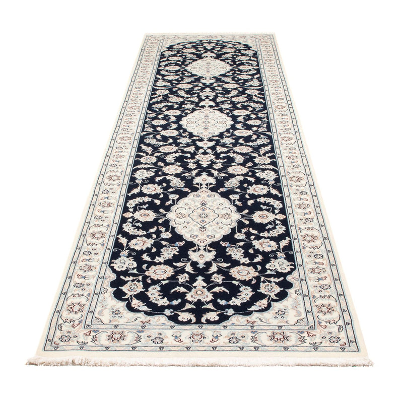 Corredor Tapete Persa - Nain - Premium - 339 x 86 cm - azul escuro