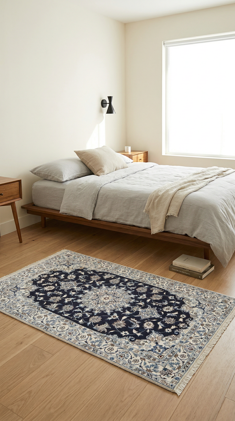 Tapete Persa - Nain - 200 x 120 cm - azul escuro