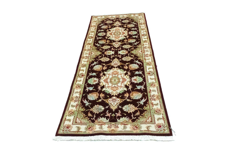 Corredor Tapete Persa - Tabriz - Royal - 227 x 76 cm - vermelho escuro