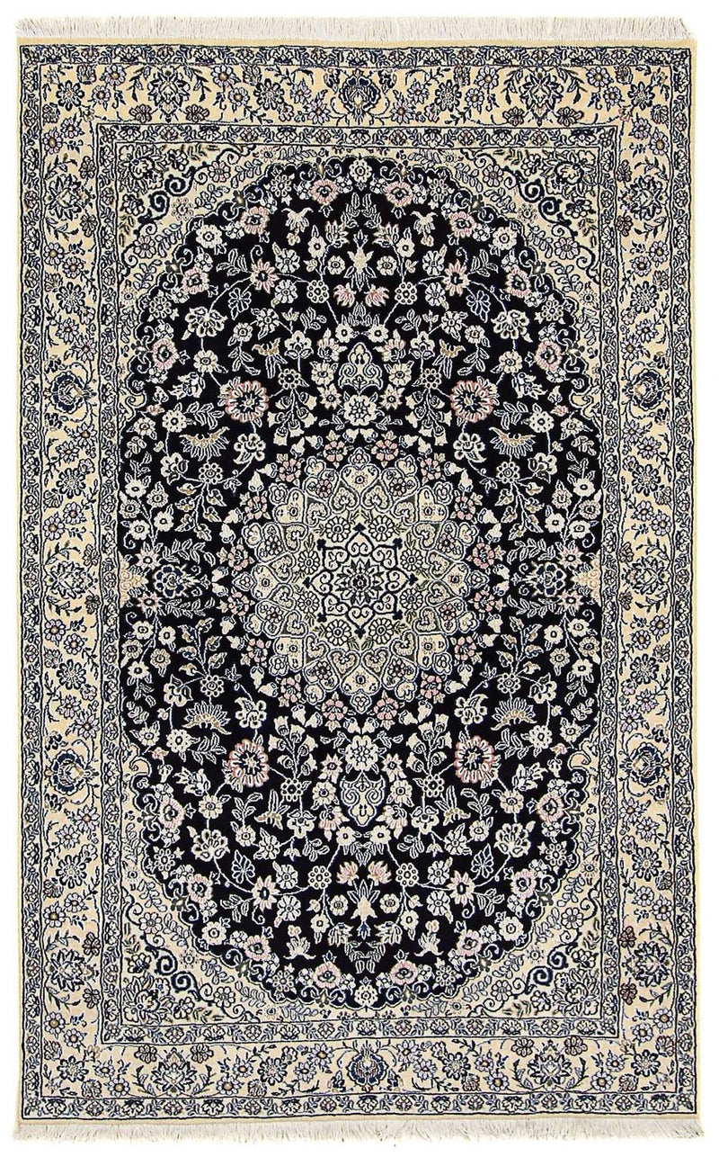Tapete Persa - Nain - Royal - 204 x 128 cm - azul escuro