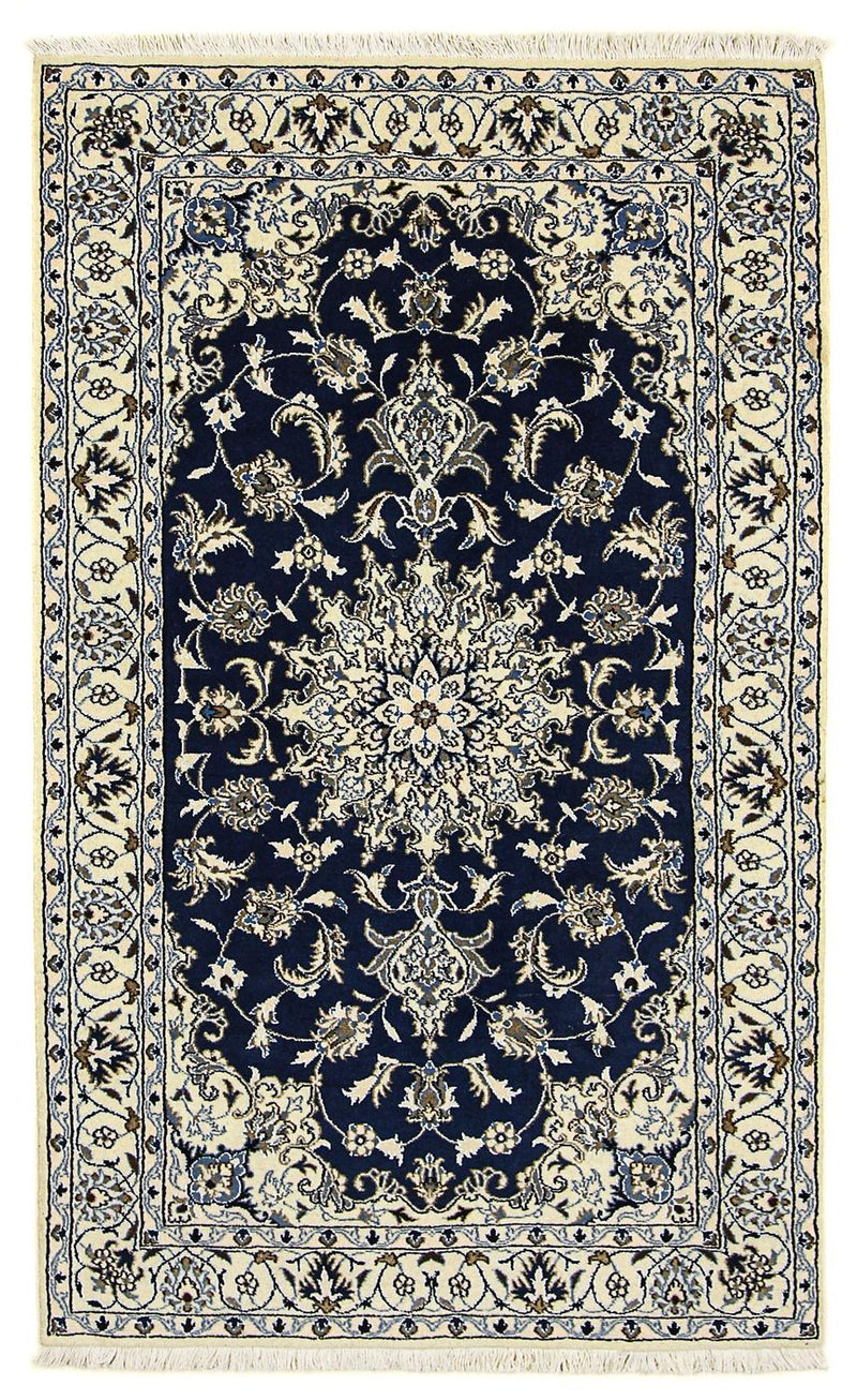 Tapete Persa - Nain - 203 x 120 cm - azul escuro