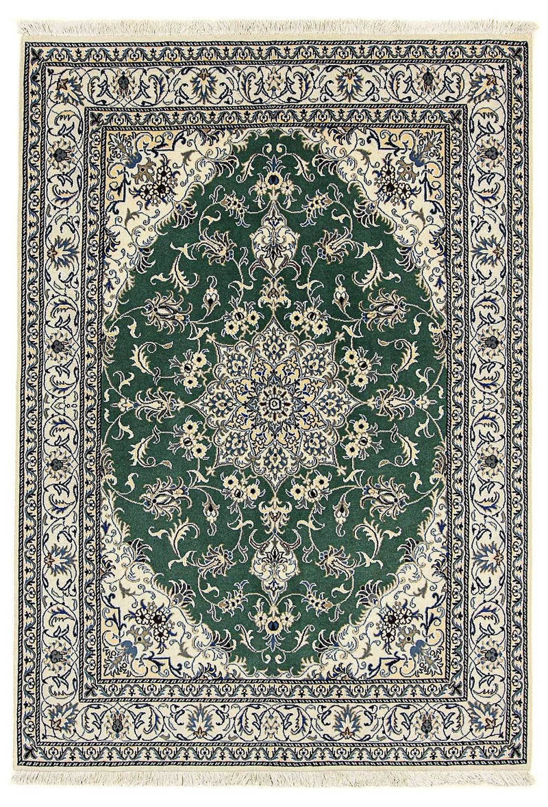 Tapete Persa - Nain - 237 x 168 cm - verde escuro