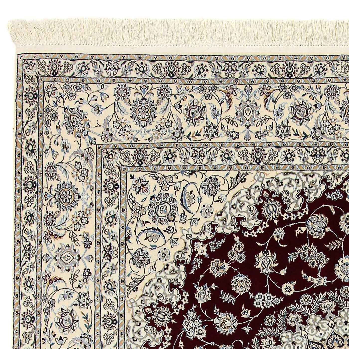 Tapete Persa - Nain - Premium praça  - 207 x 206 cm - vermelho escuro