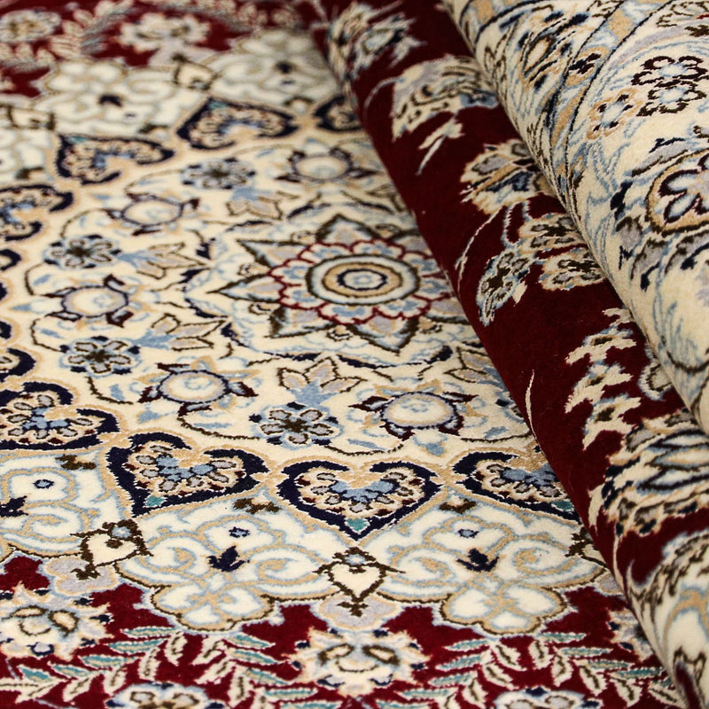 Tapete Persa - Nain - Premium praça  - 207 x 206 cm - vermelho escuro