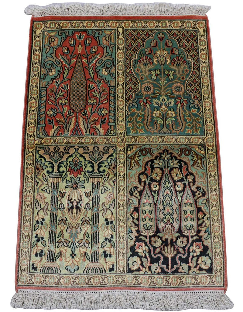 Seda da Caxemira Tapete 88x63cm - Tapete Oriental