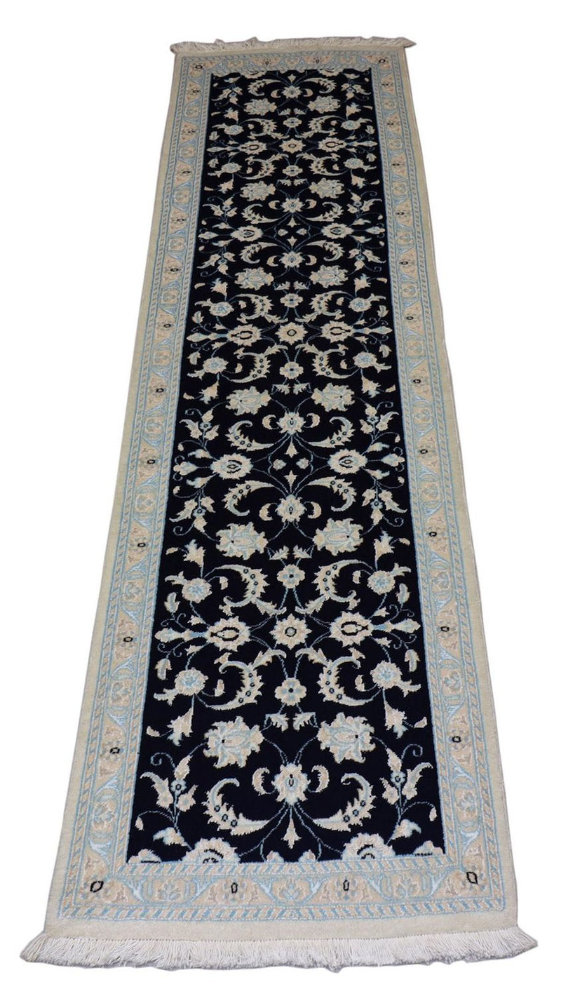 Corredor Tapete Persa - Nain - 300 x 84 cm - azul escuro