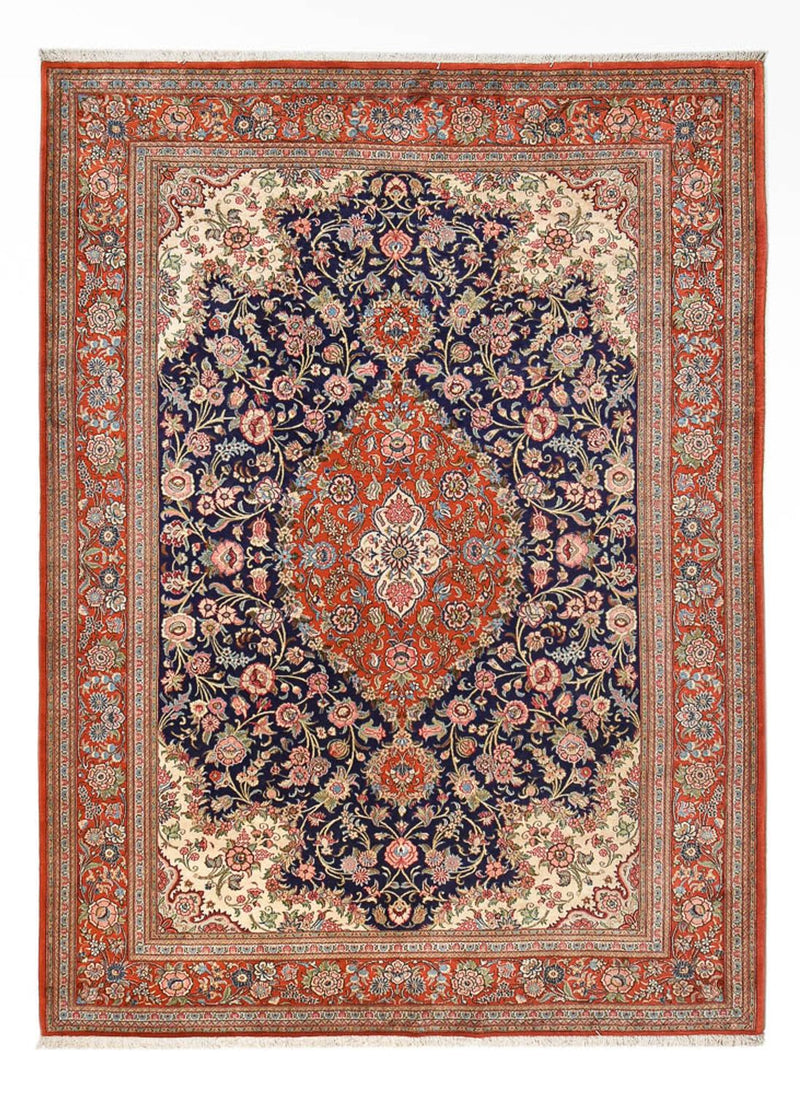 Tapete persa - Ghom - 345 x 250 cm - azul escuro