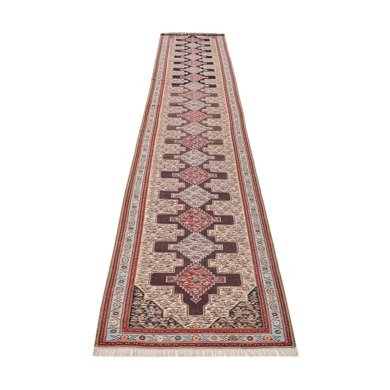 Corredor Tapete Kelim - Oriental - 495 x 85 cm - azul escuro