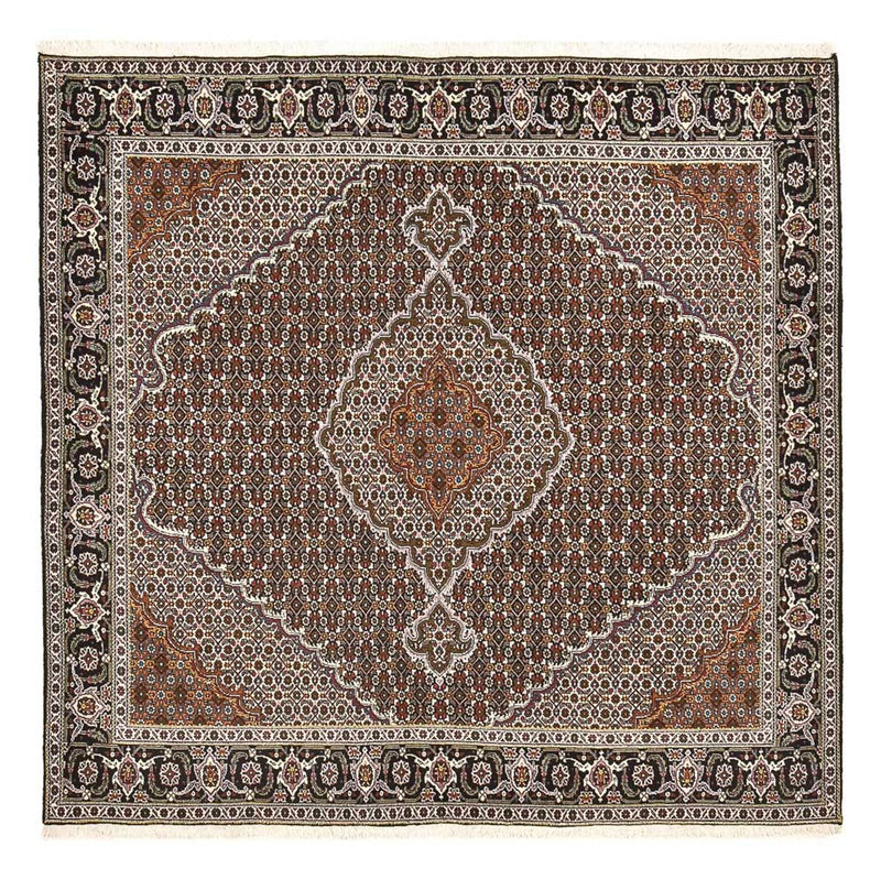 Tapete Persa - Tabriz - Royal praça  - 200 x 200 cm - castanho