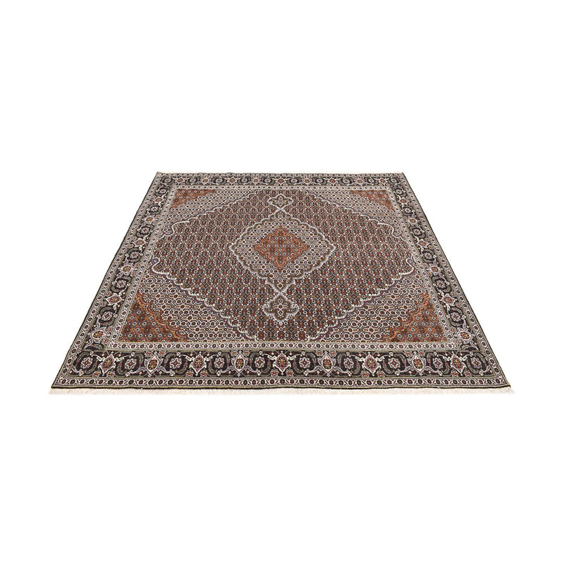 Tapete Persa - Tabriz - Royal praça  - 200 x 200 cm - castanho