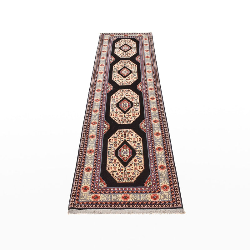Corredor Tapete Persa - Tabriz - Premium - 305 x 75 cm - azul escuro
