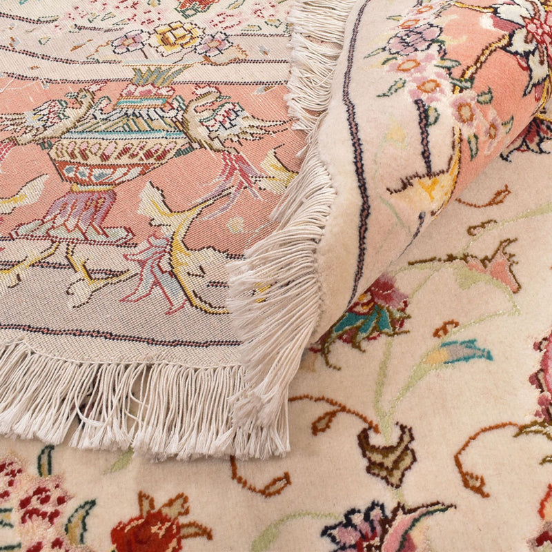 Tapete Persa - Tabriz - Premium ronda  - 200 x 200 cm - creme