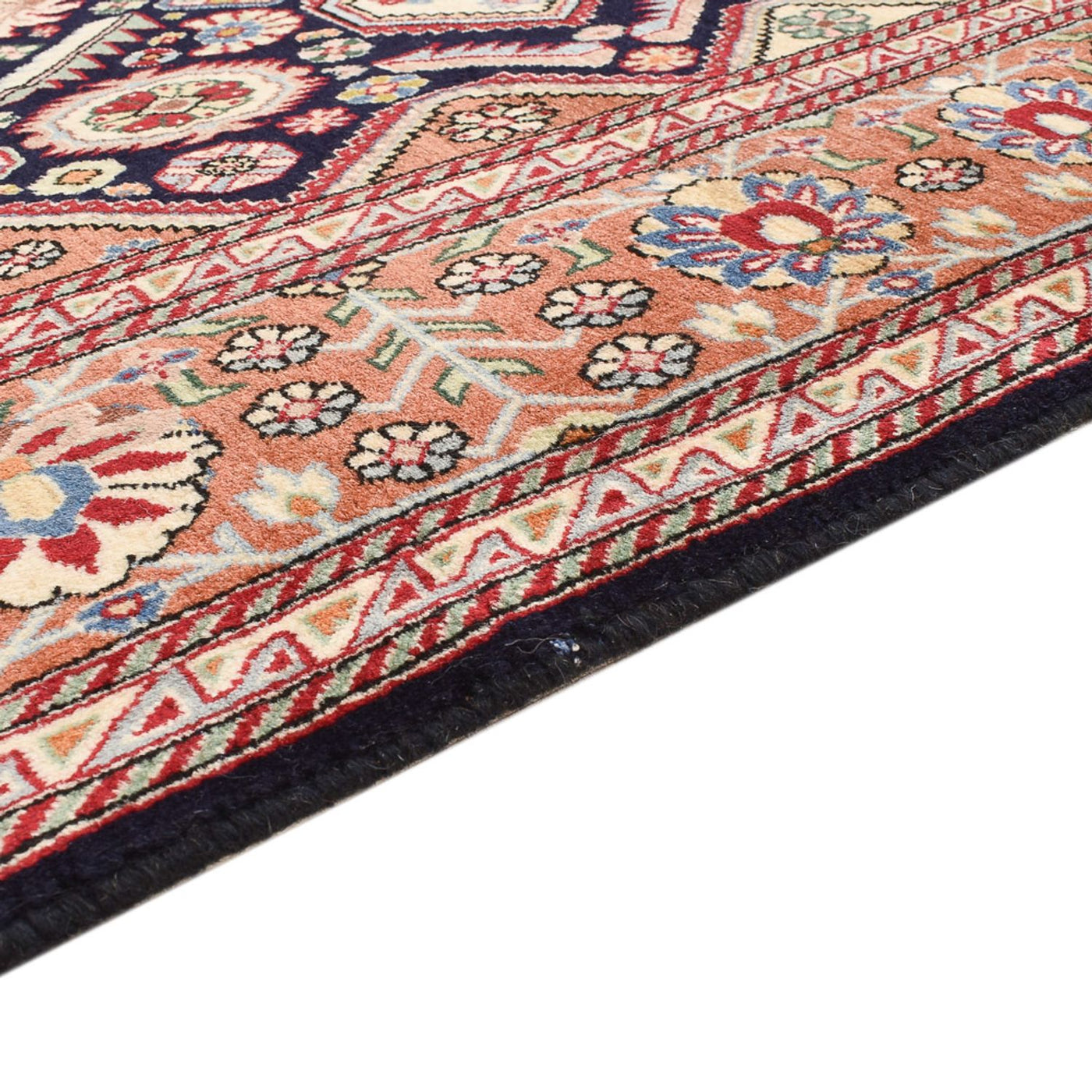 Tapete Gabbeh - Kashkuli Persa - 205 x 144 cm - azul escuro