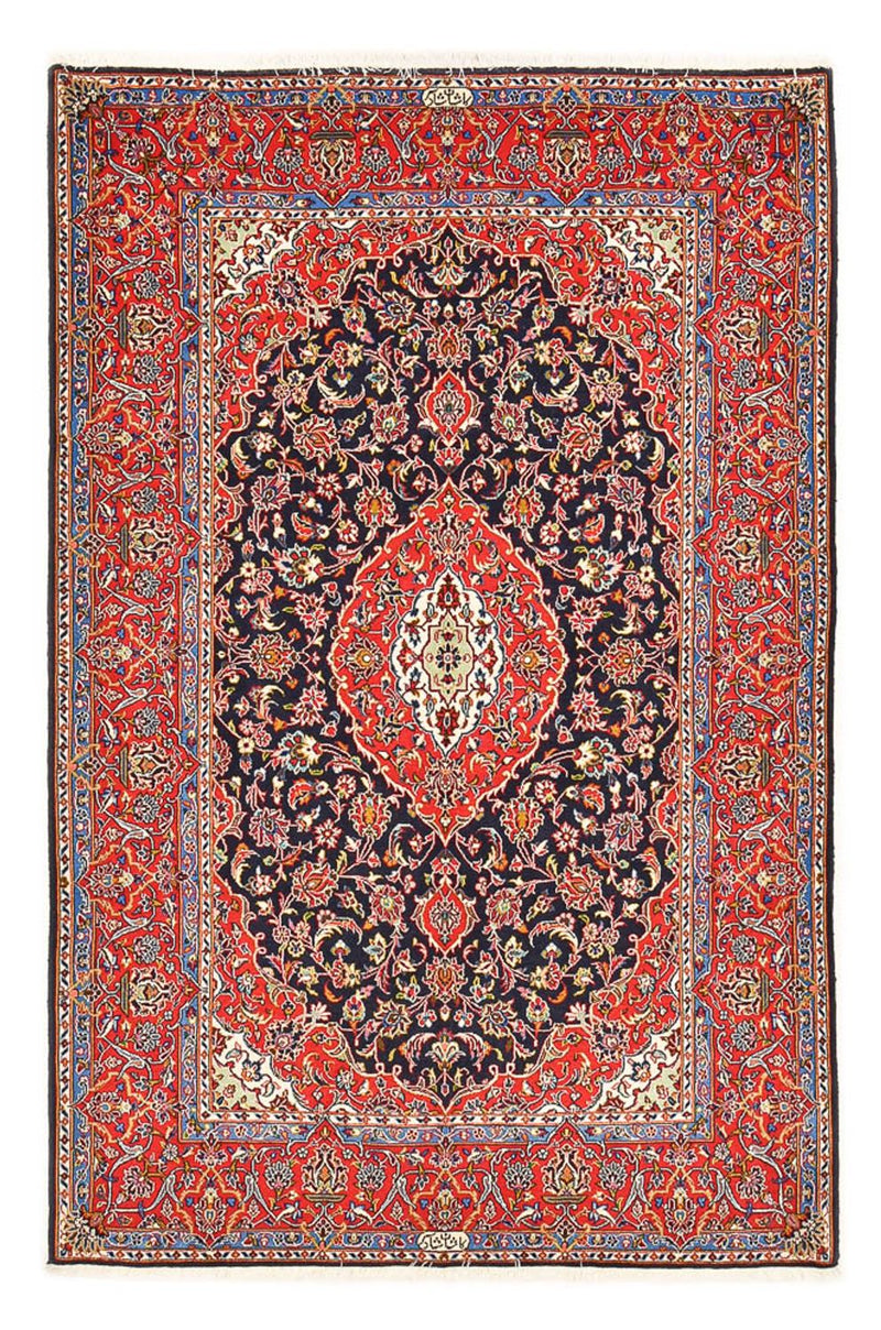Tapete persa - Keshan - 217 x 143 cm - azul escuro