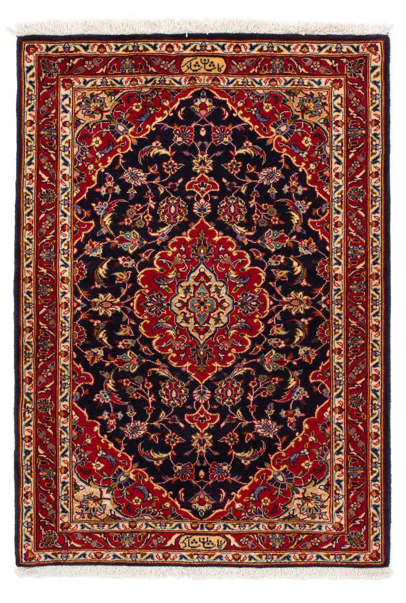 Tapete persa - Keshan - 119 x 80 cm - azul escuro