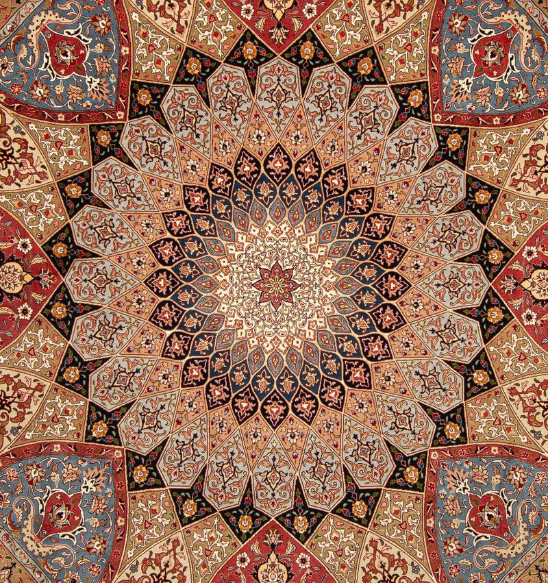 Tapete Persa - Tabriz - Royal praça  - 264 x 252 cm - castanho claro