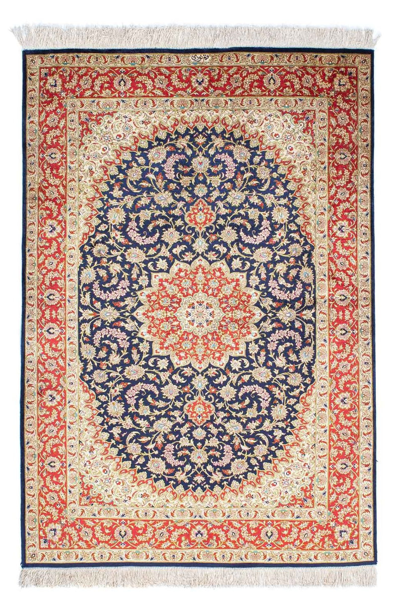 Tapete persa - Ghom - 153 x 100 cm - azul escuro