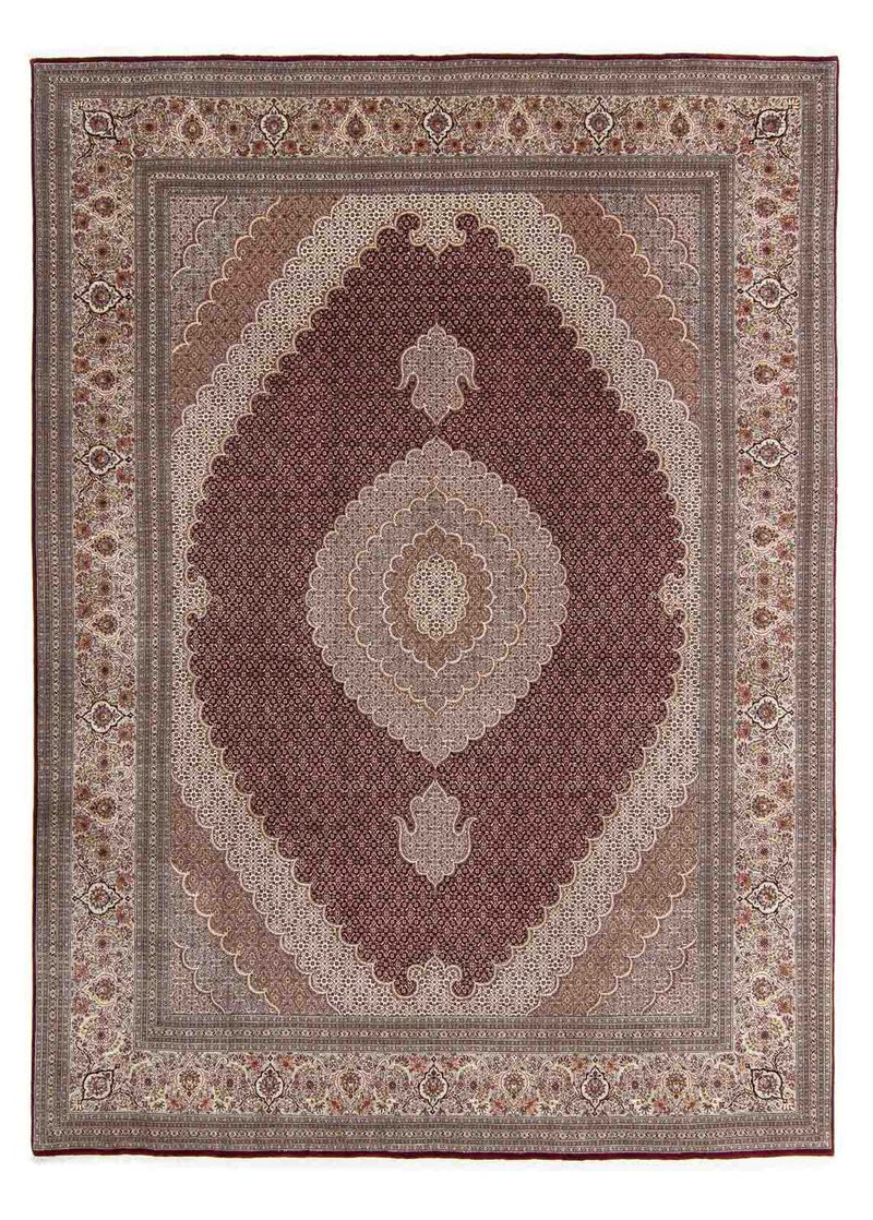 Tapete Persa - Tabriz - 353 x 253 cm - vermelho escuro